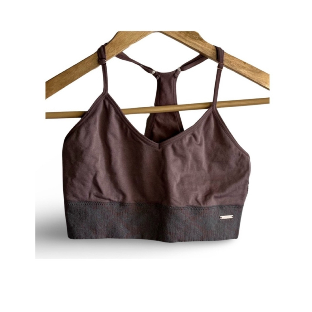 Danskin Bra Medium Adjustable Straps Brown Mauve Soft Casual Wire Free A1